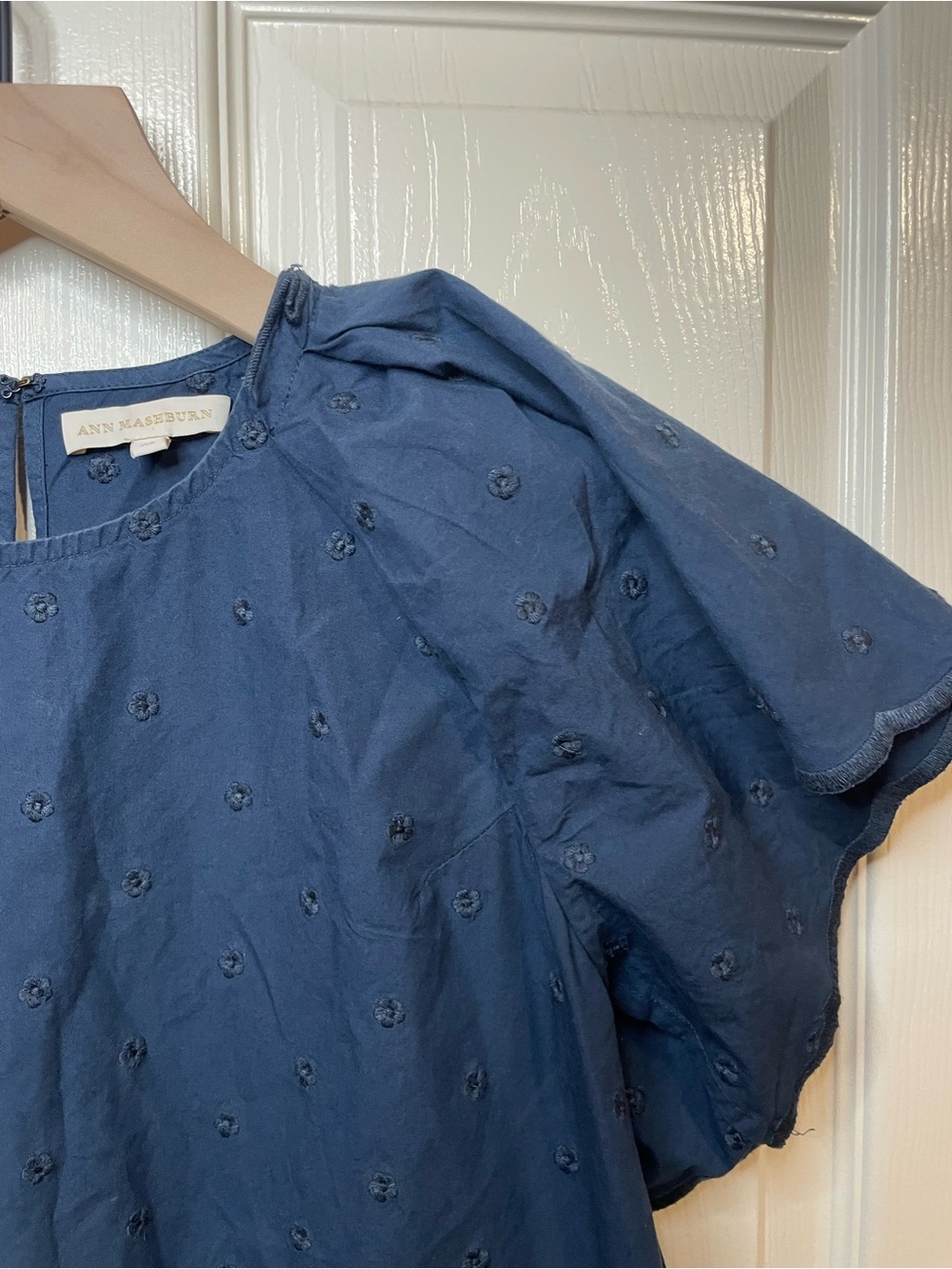 Ann Mashburn Navy Flutter Sleeve Mini Dress Coastal Cottagecore Size XS - Picture 3 of 7